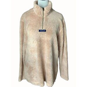 Lauren James Co PREPTEC Womens Quarter Zip Sherpa Pullover Beige Size Large